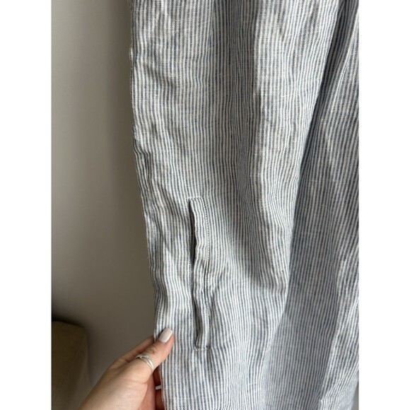 Quince 100% European Linen Sleeveless Swing Dress Blue Pinstripe Women's Size X2 - Picture 8 of 13